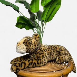 Steiff leopard plush lying big cat button in ear realistic jungle decor